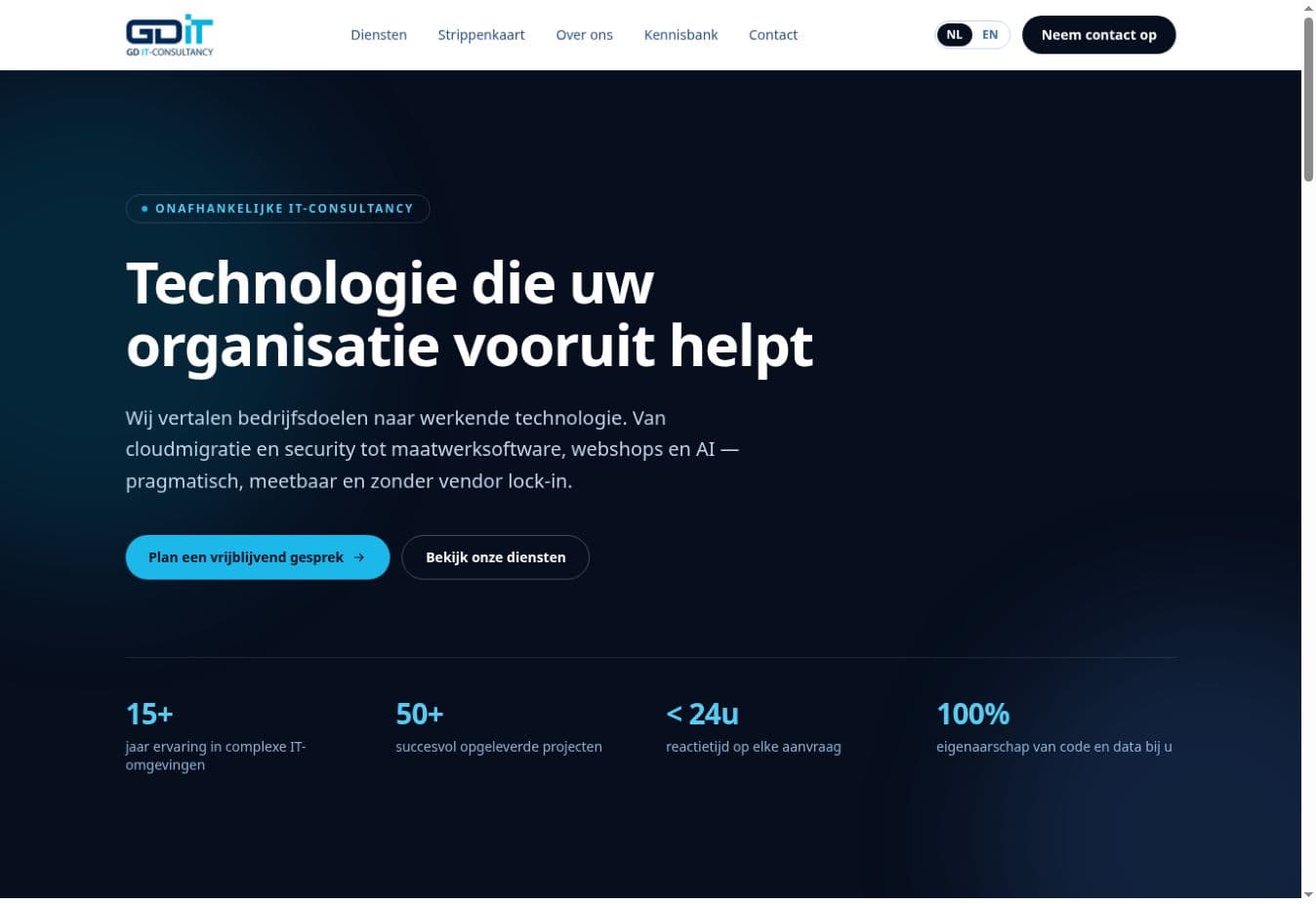De zakelijke website van GD IT-Consultancy